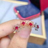 Natural Ruby Earrings 925 Silver High-End Party Jewelry
