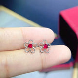 Natural Ruby Earrings 925 Silver High-End Party Jewelry