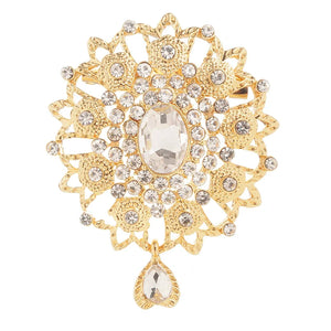 Champagne Rhinestone Brooch for Stylish Women