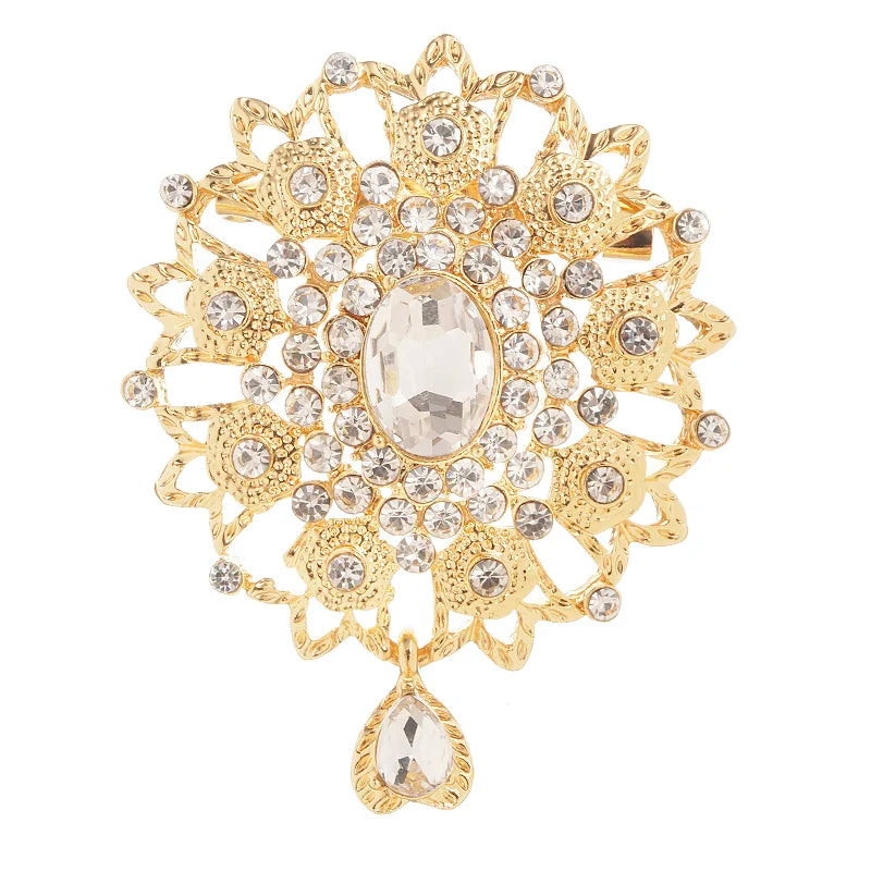 Champagne Rhinestone Brooch for Stylish Women