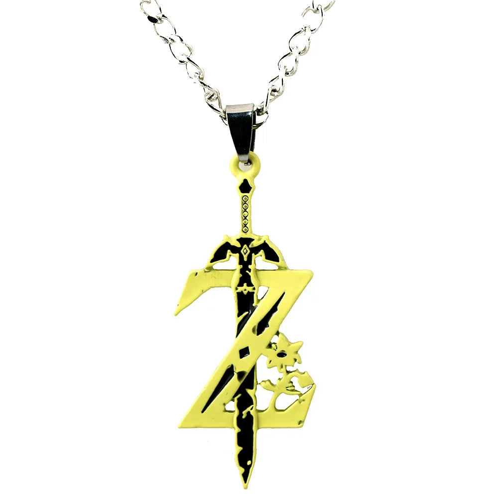 Zelda Sky Sword Pendant Necklace Vintage Enamel Chain Jewelry Gift