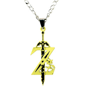 Zelda Sky Sword Pendant Necklace Vintage Enamel Chain Jewelry Gift