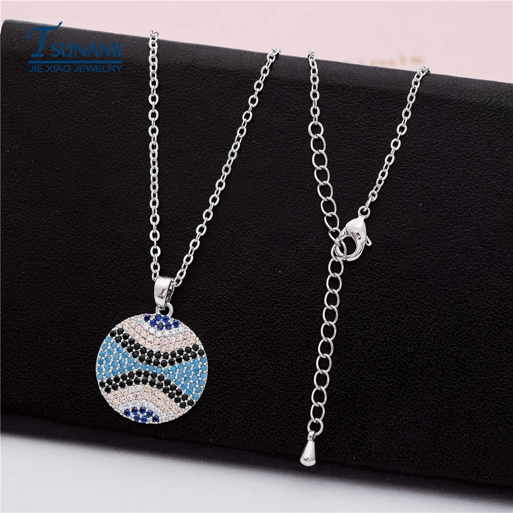 Luxurious Round Colored Zircon Pendant Women Jewelry D-004