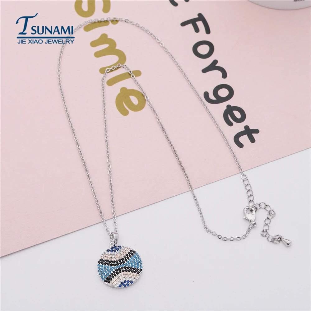Luxurious Round Colored Zircon Pendant Women Jewelry D-004