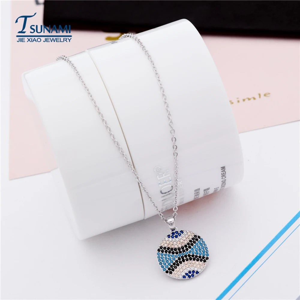 Luxurious Round Colored Zircon Pendant Women Jewelry D-004