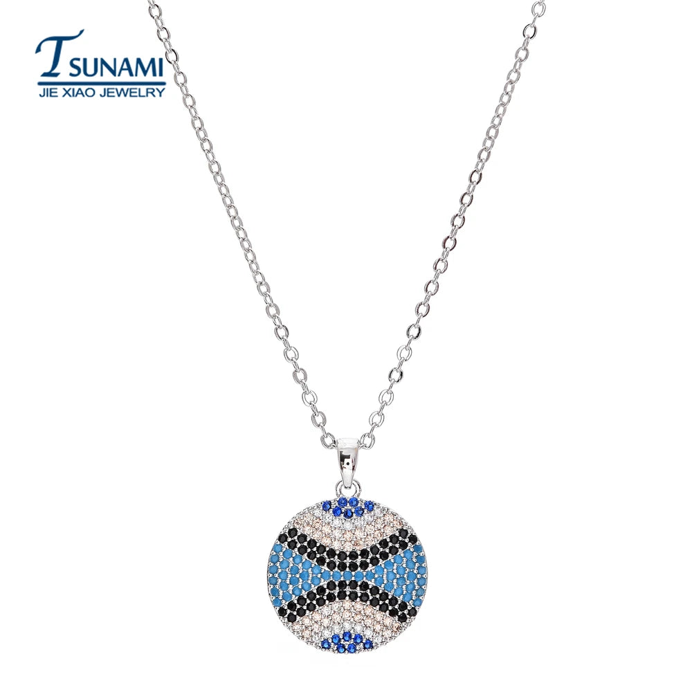 Luxurious Round Colored Zircon Pendant Women Jewelry D-004