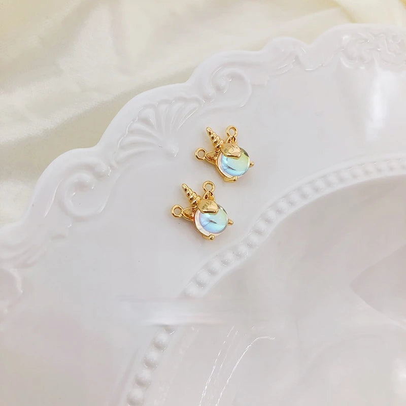 18K Magic Unicorn Necklace Double Ring Chain Jewelry