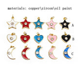 Moon Stars Pendant, Heart Charms, DIY Necklace Accessories