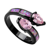 Pink/Rainbow Double Tear Drop Crystal Ring Women Open Ring