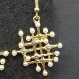 Vintage Pearl Earrings Long Baroque Geometrical Ear