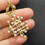 Vintage Pearl Earrings Long Baroque Geometrical Ear