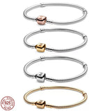 925 Silver Rose Bucket Buckle Snake Bone Chain Bracelet for Charm Pendant DIY