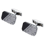 French Men's Crystal Silvery Striped Cufflinks
