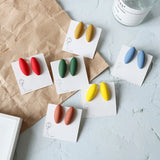 Morandi Frosted Resin Oval Earrings for Women