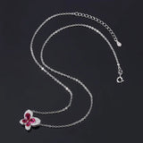 S925 Silver Pigeon Blood Ruby Diamond Butterfly Necklace Pendant