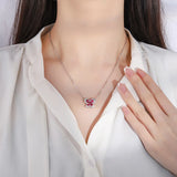 S925 Silver Pigeon Blood Ruby Diamond Butterfly Necklace Pendant