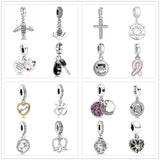 Silver Anchor Cross Aircraft Car Key Pendant Charm Silver 925 Bead Bracelets
