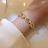 Geometric Crystal Mesh Bracelet - Feminine Party Hand Jewelry