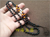 Stone Necklace with Silver Beads Rope