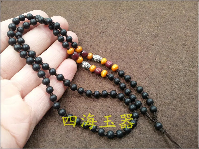 Stone Necklace with Silver Beads Rope