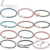 Hot Leather Ball & Barrel Clasp Charm Bracelet Bangle