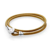 Leather Charm Bracelet with Barrel Clasp - Hot Style