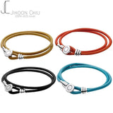 Hot Leather Ball & Barrel Clasp Charm Bracelets Bangle