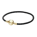 Hot Leather Ball & Barrel Clasp Charm Bracelet Bangle