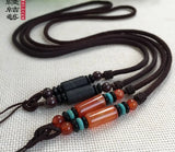 Sardonyx Red Agate Bead Necklace Barrel Lanyard