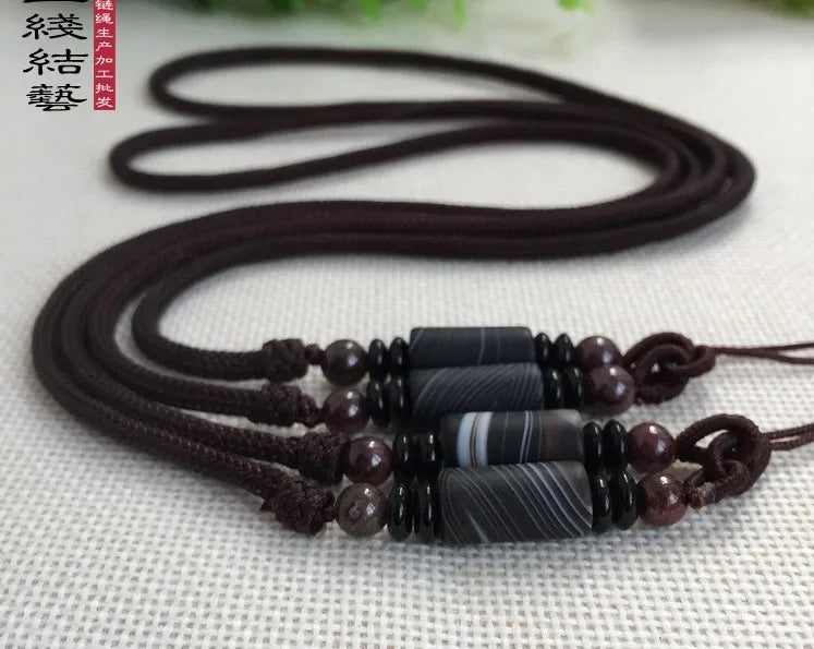 Sardonyx Red Agate Bead Necklace Barrel Lanyard