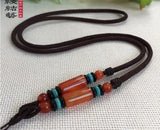 Sardonyx Red Agate Bead Necklace Barrel Lanyard