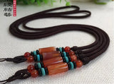 Sardonyx Red Agate Bead Necklace Barrel Lanyard