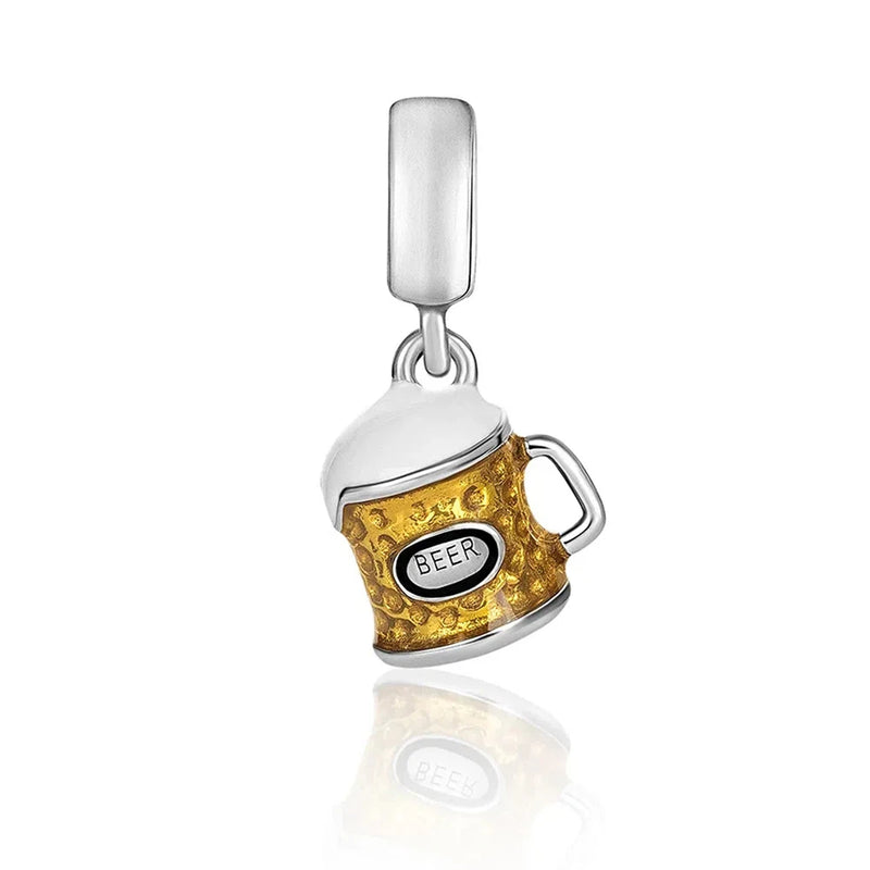 Silver Beer Mug Pendant for DIY Women's Jewelry