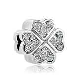 Silver 4-Leaf Clover Pendant Charm Bracelet DIY Women's Jewelry