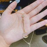 Star & Moon Micro-Inlaid Necklace Feminine Real Electroplating