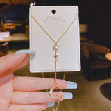 Star & Moon Micro-Inlaid Necklace Feminine Real Electroplating