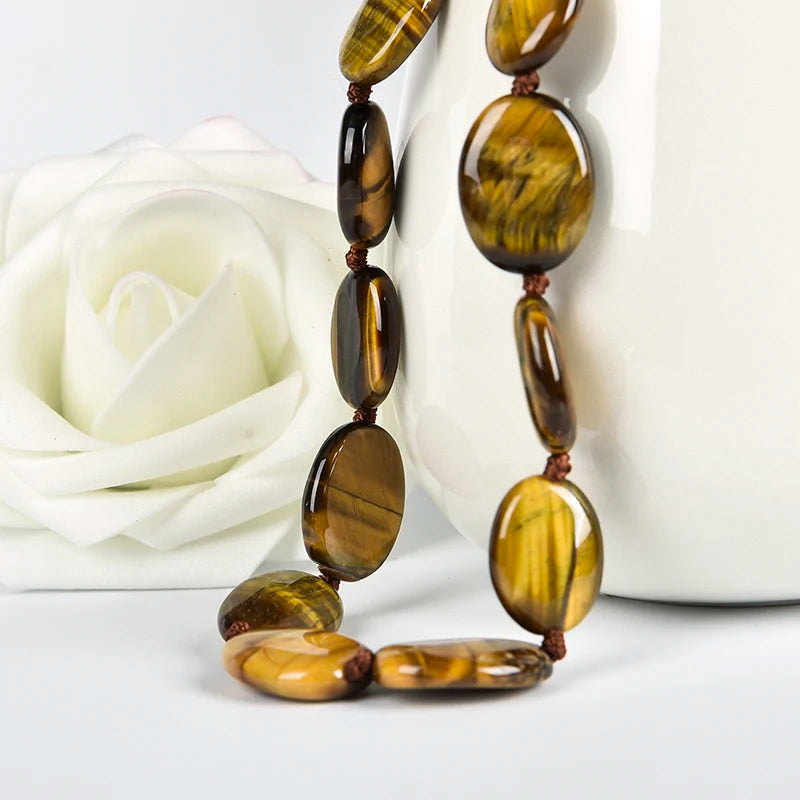 Tiger Eyes Stone Necklace - Yellow and Black