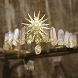 Sun Goddess Pink Crystal Crown Hair Accessories
