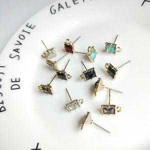 Japan Clean Square Zircon Jewelry DIY Earrings Accessories 10 Pieces