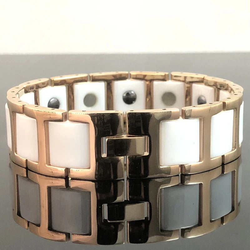 Rose Gold Magnetic Ceramic Bracelet For Men Women