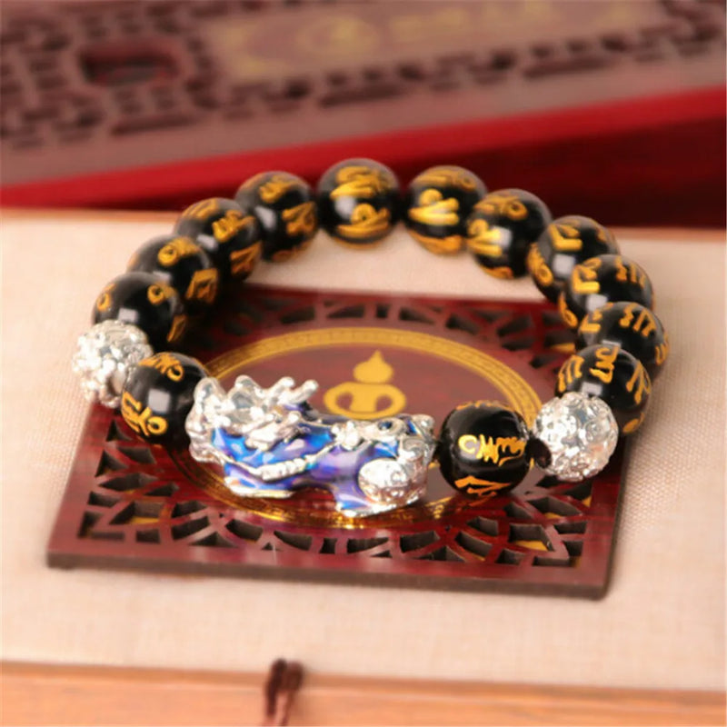 Thermochromic Pixiu Bracelet 3D Charm Stone Beads Men's Jewelry