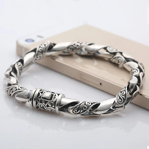 Thick Thai Silver Bracelet Handiwork Retro Style Personality Domineering