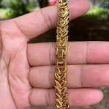 Thick Chain Bracelet Men Indian Link Bangle Male Jewelry 24k Plated