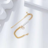 Thick Chain Link Splice Pearl Key Chain Bracelet for Women