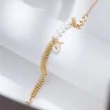 Thick Chain Link Splice Pearl Key Chain Bracelet for Women