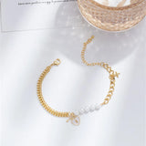 Thick Chain Link Splice Pearl Key Chain Bracelet for Women