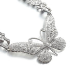 Cuban Link Chain Big Butterfly Necklace Rhinestone Choker Girls Jewelry