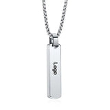 Geometric Vertical Bar Pendant with Customize Letters Necklace