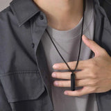 Geometric Vertical Bar Pendant with Customize Letters Necklace