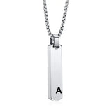 Geometric Vertical Bar Pendant with Customize Letters Necklace